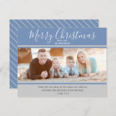 Blauw en grijs Vrolijk Kerstkaart (Voorkant / Achterkant)