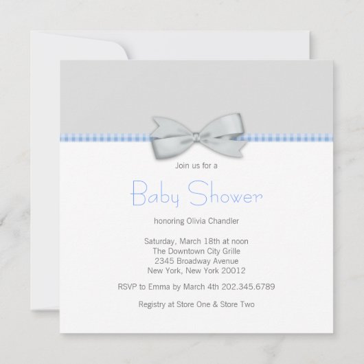 Blauw en grijs waslijn Baby shower Kaart (Achterkant)