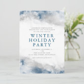 Blauw en Grijs Waterverf Winter Vakantie Party Kaart (Staand voorkant)