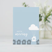 Blauw en grijs We zijn Moving Flying House Kaart (Staand voorkant)