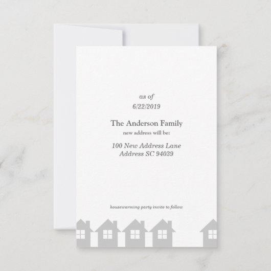 Blauw en grijs We zijn Moving Flying House Kaart (Achterkant)