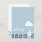 Blauw en grijs We zijn Moving Flying House Kaart (Voorkant / Achterkant)