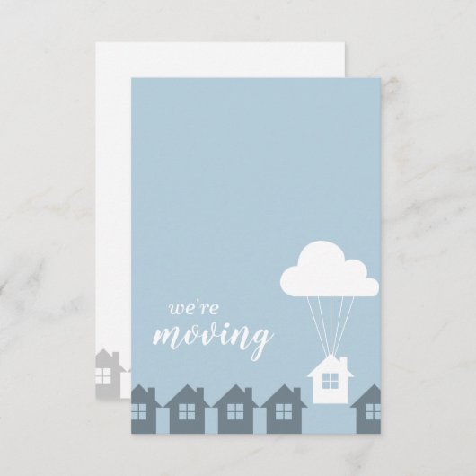 Blauw en grijs We zijn Moving Flying House Kaart (Voorkant / Achterkant)