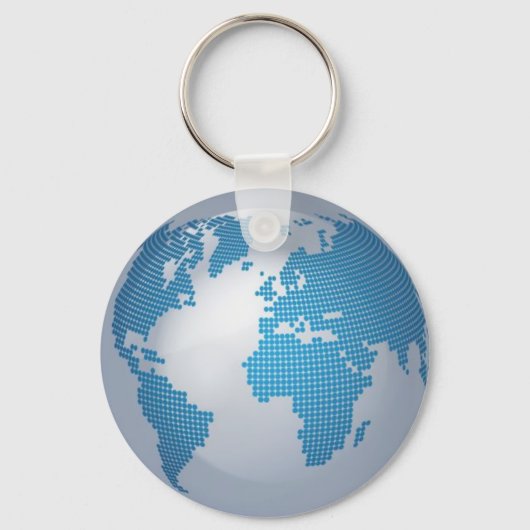 Blauw en grijs Wereldbol Sleutelhanger (Voorkant)