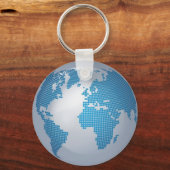 Blauw en grijs Wereldbol Sleutelhanger (Voorkant)