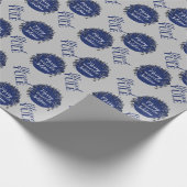 Blauw en grijs wintersolstice blessed Yule Cadeaupapier (Hoek)