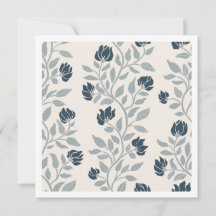 Blauw en grijs zacht bloemmotief botanisch