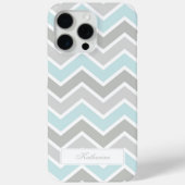 Blauw en Grijs Zigzag Chevron Patroon Case-Mate iPhone Case (Achterkant)