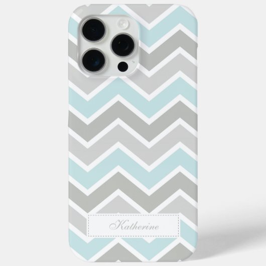 Blauw en Grijs Zigzag Chevron Patroon Case-Mate iPhone Case (Achterkant)