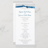 Blauw en Grijs Zigzag Patroon Wedding Programma Programmakaart (Voorkant / Achterkant)