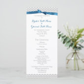 Blauw en Grijs Zigzag Patroon Wedding Programma Programmakaart (Staand voorkant)