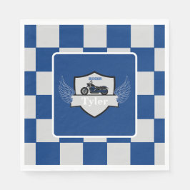 Blauw- en grijscontroles en motorfietsen servet