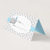 Blauw- en grijze Baby shower | Kaarten plaatsen (Achterkant)