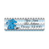 Blauw en grijze Chevron Elephant Etiket (Voorkant)