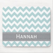 Blauw en grijze Chevron Striped Mousepad Muismat (Voorkant)