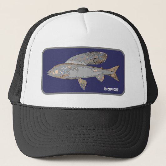 Blauw en grijze grijs trucker pet (Voorkant)