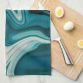 Blauw en grijze marmer theedoek (Quarter Fold)