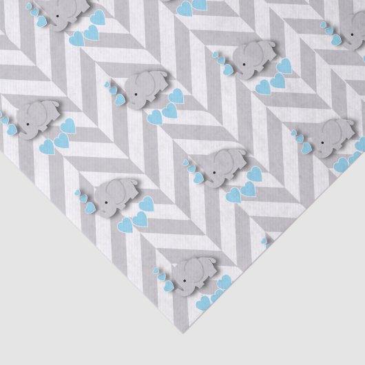 Blauw en grijze olifant 👶 Baby shower Tissuepapier (Detail)