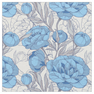 blauw en grijze ponies florale vectorpatroon stof