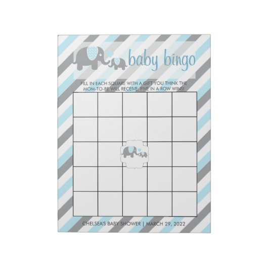 Blauw- en grijze strepen Baby | Bingo Notitieblok (Linkerzijde)