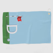Blauw en Groen 18e Hole Golfer Monogram Golfhanddoek (Horizontaal)