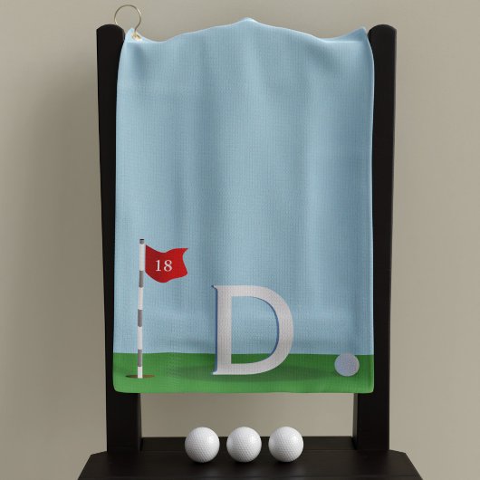 Blauw en Groen 18e Hole Golfer Monogram Golfhanddoek