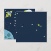Blauw en Groen 5x5 Ruimtevaartuitnodiging van het  Kaart (Voorkant / Achterkant)