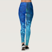 blauw en groen abstract gekleurd glaspatroon leggings (Achterkant)