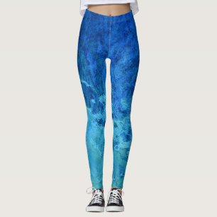 blauw en groen abstract gekleurd glaspatroon leggings