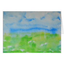 Blauw en groen Abstract landschap met bladeren Wat