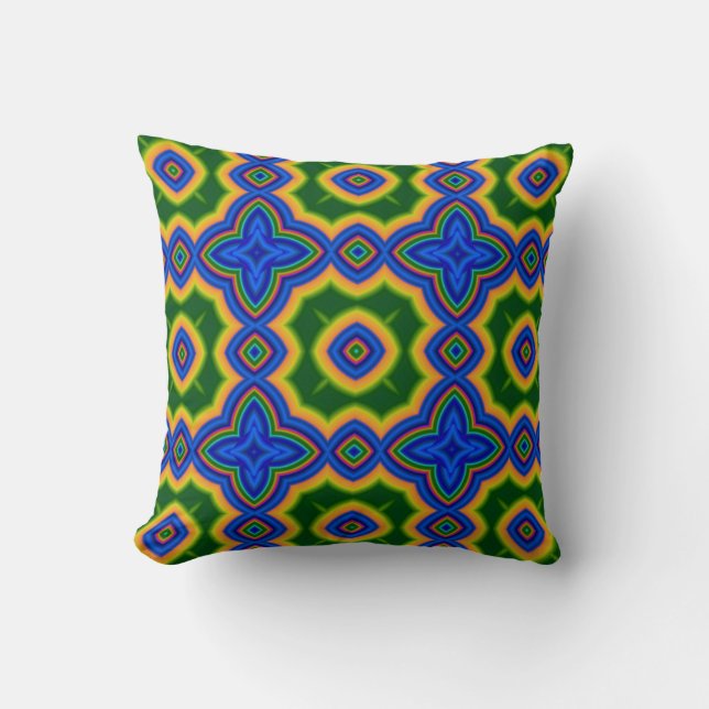 Blauw en groen abstract Marokkaans geometrisch pat Kussen (Voorkant)