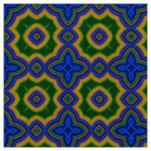 Blauw en groen abstract Marokkaans geometrisch pat Stof