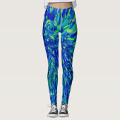 Blauw en Groen Abstract met Persoonlijke Naam Leggings (Voorkant)