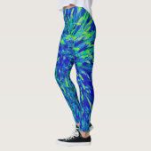 Blauw en Groen Abstract met Persoonlijke Naam Leggings (Links)