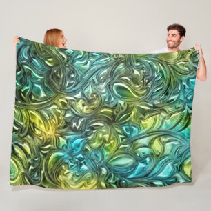 Blauw en Groen Abstract Ontwerp Fleece Deken