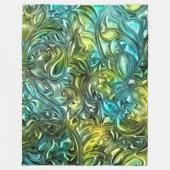 Blauw en Groen Abstract Ontwerp Fleece Deken (Voorkant)