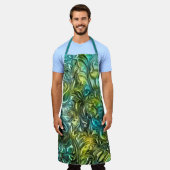 Blauw en Groen Abstract Ontwerp Schort (Gedragen)