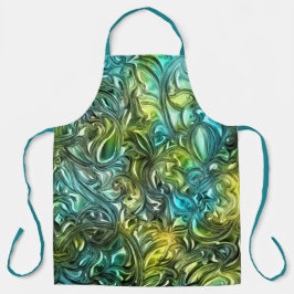 Blauw en Groen Abstract Ontwerp Schort