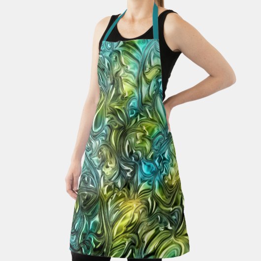 Blauw en Groen Abstract Ontwerp Schort (Insitu)