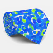 Blauw en groen Abstract patroon Stropdas (Opgerold)