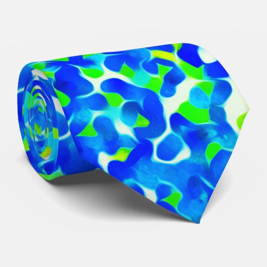 Blauw en groen abstract patroon stropdas (Opgerold)