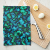 Blauw en groen Abstract patroon Theedoek (Quarter Fold)