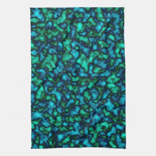 Blauw en groen Abstract patroon Theedoek (Verticaal)