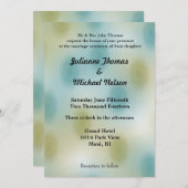 Blauw en groen Abstracte bruiloft Kaart (Voorkant / Achterkant)