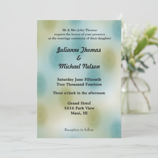 Blauw en groen Abstracte bruiloft Kaart (Staand voorkant)