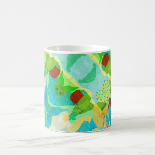 Blauw en Groen Abstracte Mok – Kalme Natuur (Center)