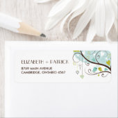 Blauw en groen | Adres Cute Lovevogels Etiket (Insitu)