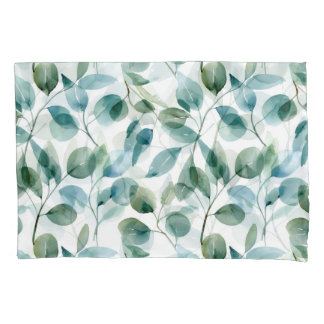 Blauw en Groen Aquarel Eucalyptus Planten Kussensloop