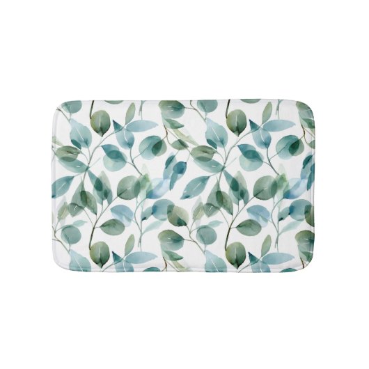 Blauw en groen aquarel Eucalyptusplanten Badmat (Voorkant)