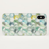 Blauw- en Groen Aquarelle Honycomb-patroon Case-Mate iPhone Case (Achterkant (horizontaal))